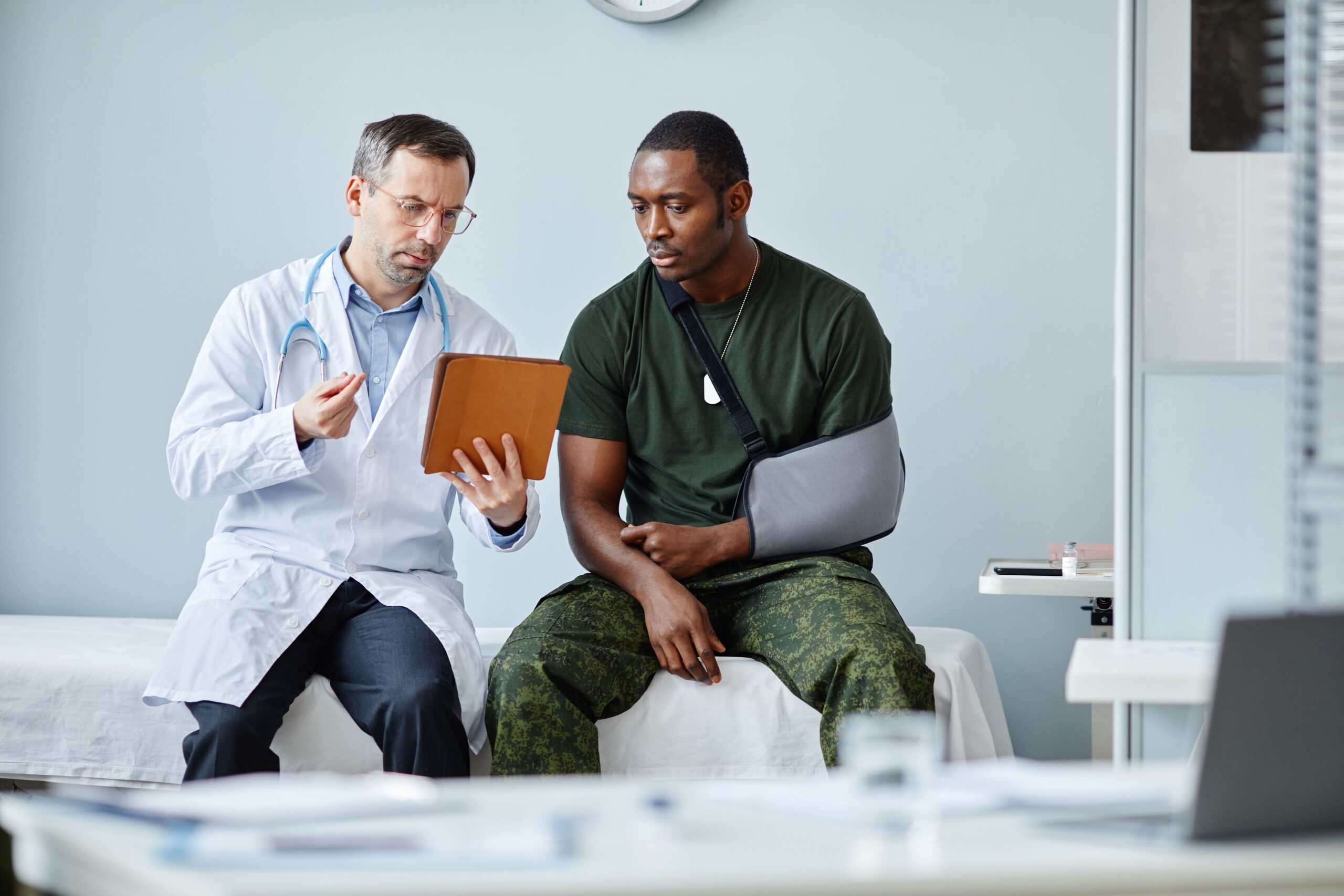 injured soldier in hospital